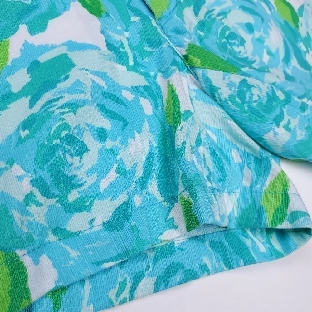 Lilly Pulitzer The Callahan Blue Lime White Floral Cotton Shorts Size 0 - Picture 12 of 16
